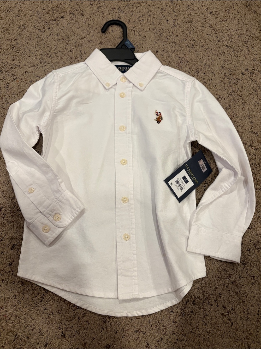 U.S. Polo Assn. Boys White Button-Down Dress Shirt with Pony Logo